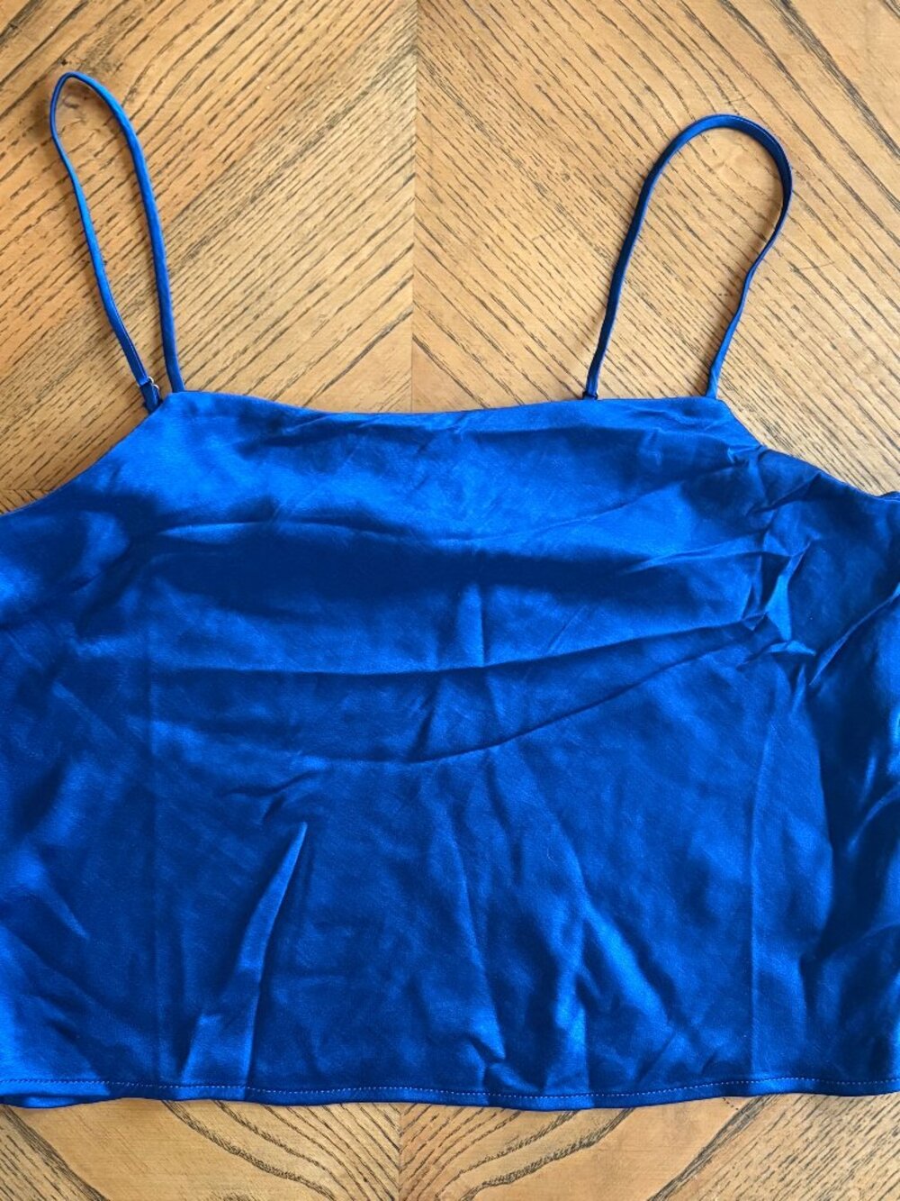 Madewell Cobalt Blue Satin Square-Neck Crop Cami Women's Small